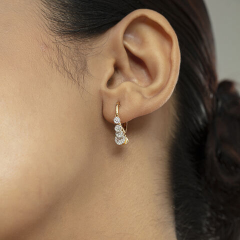 Dangle Charm Gold & Diamond Hoop Earrings