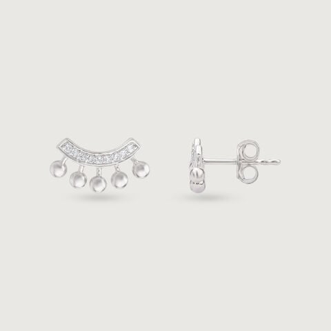 Gleaming Arc Silver Stud Earrings