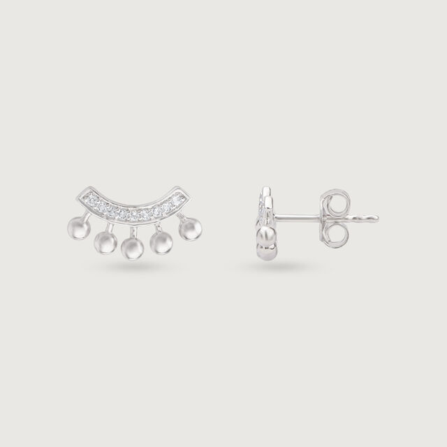 Gleaming Arc Silver Stud Earrings,,hi-res image number null