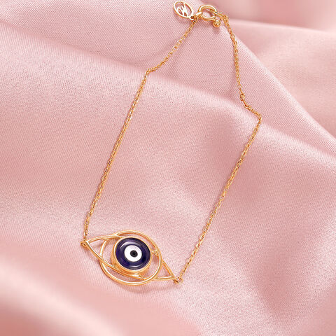 14KT Yellow Gold Geometric Evil Eye Bracelet