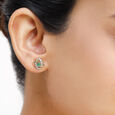 14KT Yellow Gold Radiant Ripples Emerald and Diamond Earring,,hi-res view 1