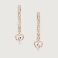 Glowing Heart Gold & Diamond Hoop Earrings,,hi-res view 3
