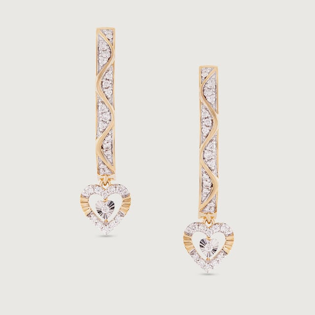 Glowing Heart Gold & Diamond Hoop Earrings,,hi-res image number null