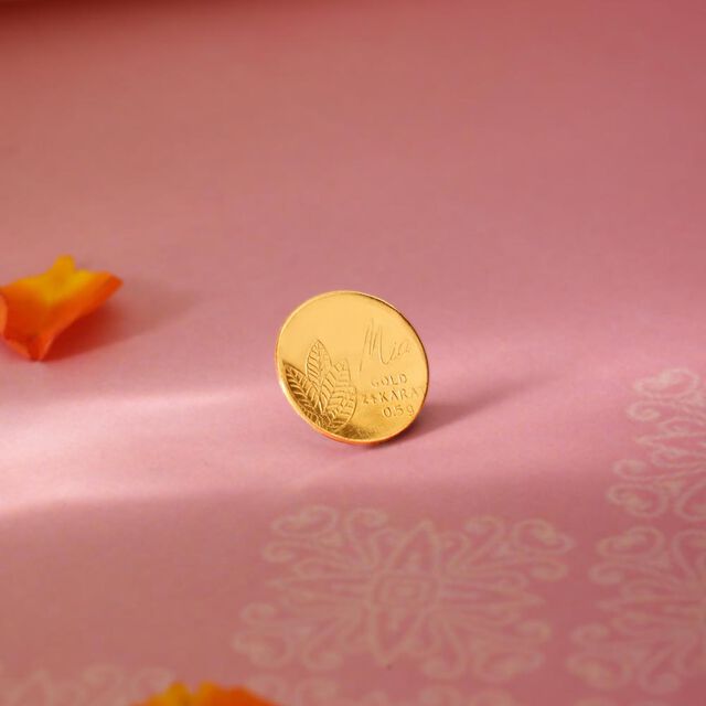 0.5 Gram 24 Karat Mango Leaf Gold Coin,,hi-res image number null