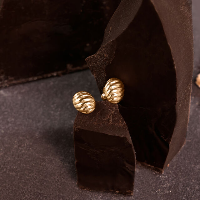 Twisted Dome Gold Stud Earrings,,hi-res image number null