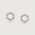 14KT White and Rose Gold Diamond Stud Earrings,,hi-res view 2
