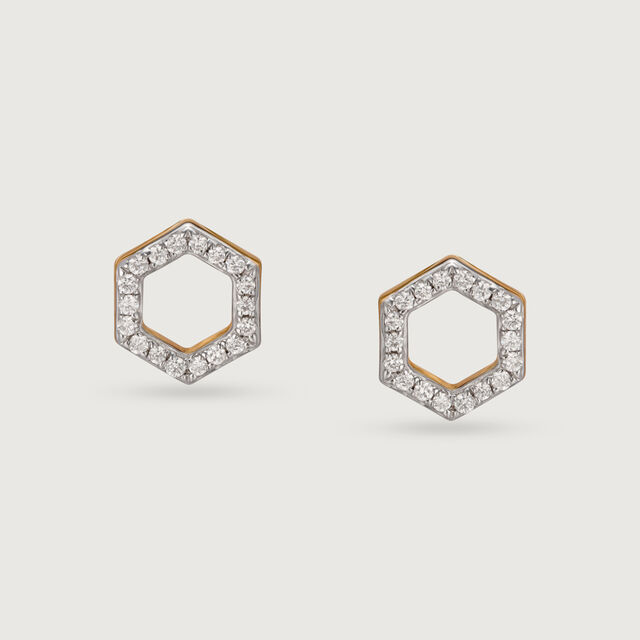 14KT White and Rose Gold Diamond Stud Earrings,,hi-res image number null