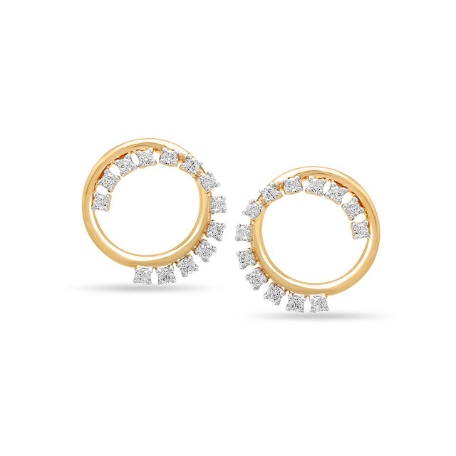 14KT Yellow Gold Shimmering Diamond Stud Earring,,hi-res image number null