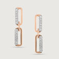 Sleek Link Gold & Diamond Drop Earrings,,hi-res view 3