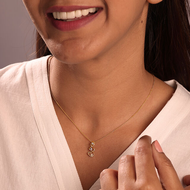 Lively Twist 14KT Diamond & Pearl Pendant,,hi-res image number null