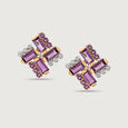Dazzling Martini Marvel 14KT Diamond & Amethyst Stud Earrings,,hi-res view 3