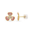 14KT Yellow Gold Floral Elegance Diamond Earrings,,hi-res view 2