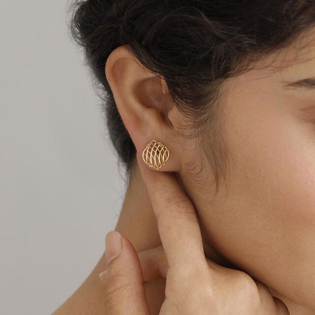Bold Mesh Gold Stud Earrings,,hi-res image number null