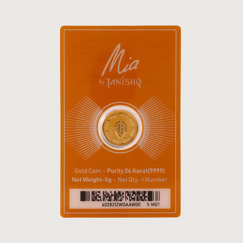 5 gm 24 Karat Tulsi Leaf Gold Coin (9999 Purity)