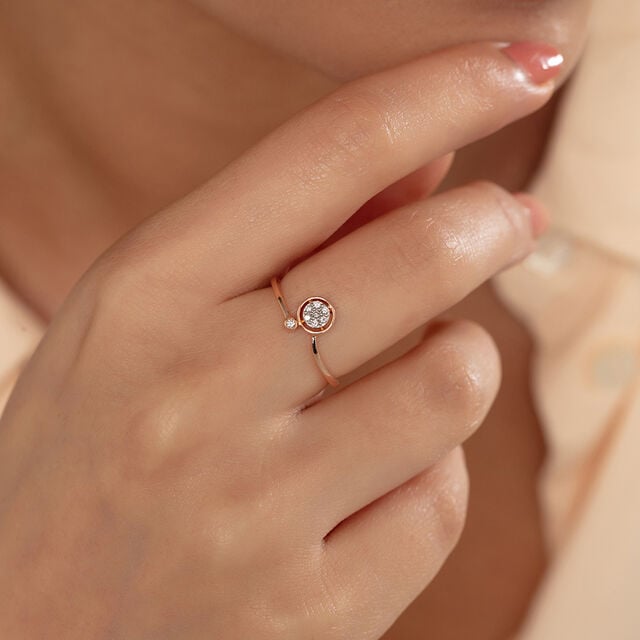 Shimmering Halo Gold & Diamond Finger Ring,,hi-res image number null