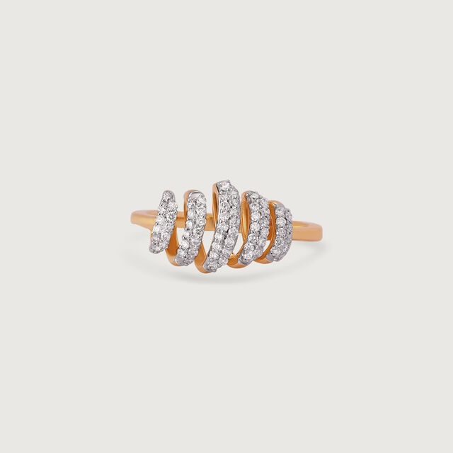 Spiral Symphony Gold & Diamond Finger Ring,,hi-res image number null