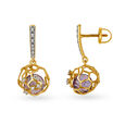 Mia Colours At Work 14KT Yellow Gold Diamond And Amethyst Drop Earrings With Football Design,,hi-res view 2