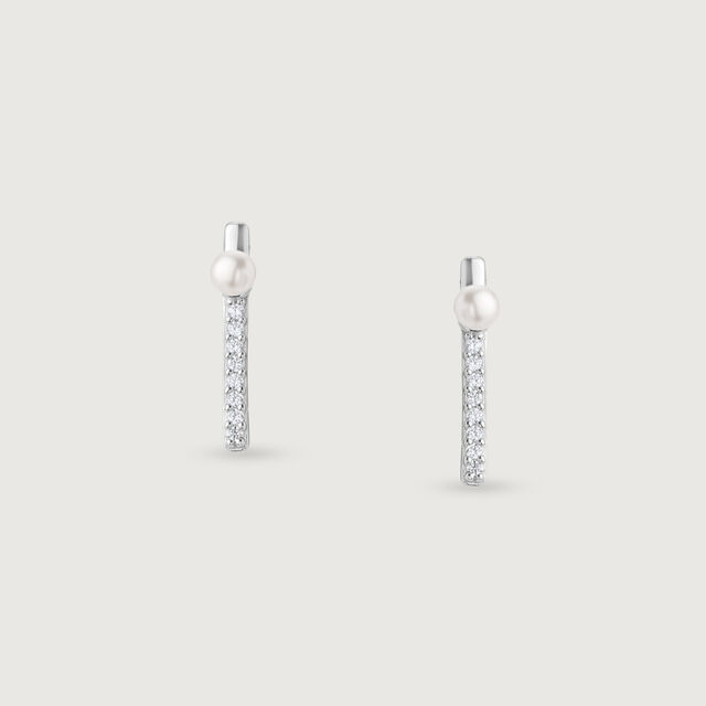 Lustre Line Silver Stud Earrings,,hi-res image number null