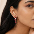 Sparkling Baguettes 14KT Ruby & Diamond Drop Earrings,,hi-res view 2