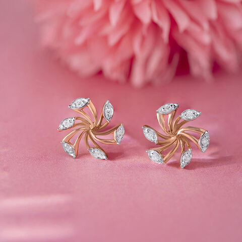 Dainty Swirl Gold & Diamond Stud Earrings