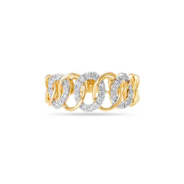 14KT Yellow Gold Linked in Love Diamond Finger Ring,,hi-res image number null