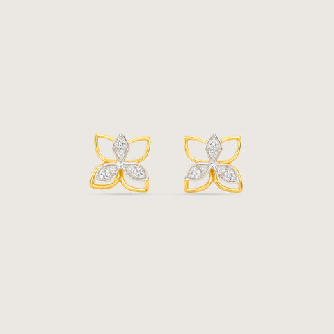 Exquisite Flourishing Diamond Platinum Gold Stud Earrings