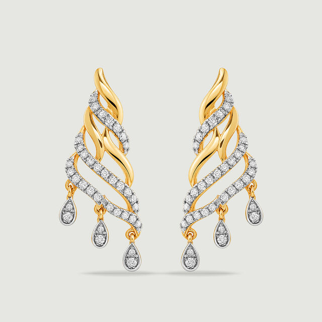Luminous Rippling Diamond Drop Earrings,,hi-res image number null