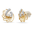 14KT Yellow Gold Swirls of sparkle Diamond Stud Earring,,hi-res view 3