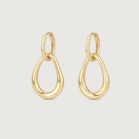 Fluid Drop Gold Hoop Earrings