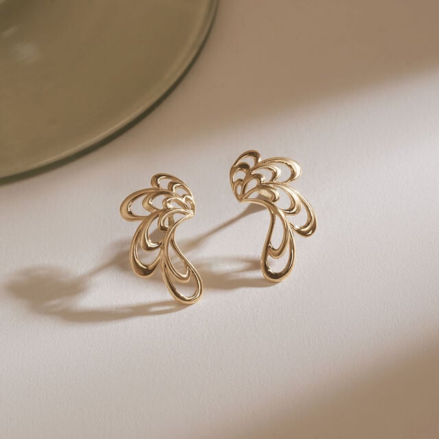 Fluid Diya Gold Stud Earrings,,hi-res image number null