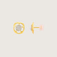 Regal Sculptural Diamond Platinum Gold Stud Earrings,,hi-res view 5