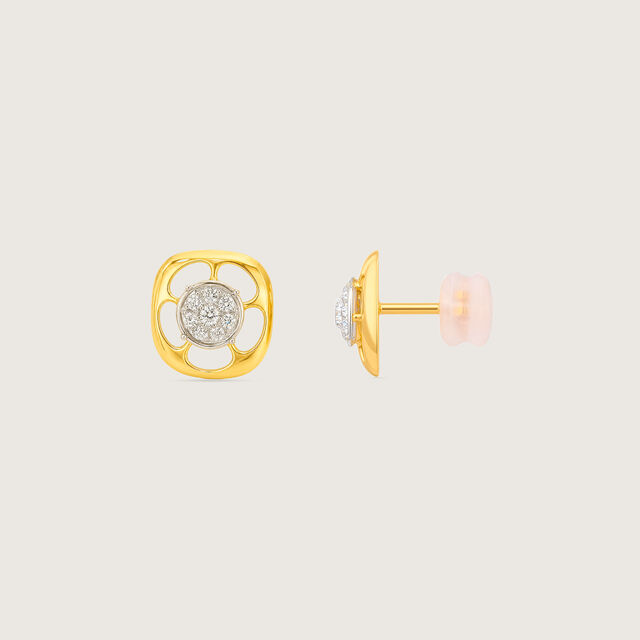 Regal Sculptural Diamond Platinum Gold Stud Earrings,,hi-res image number null