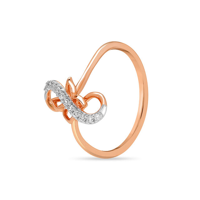 14KT Rose Gold Infinity Sparkle Diamond Finger Ring,,hi-res image number null