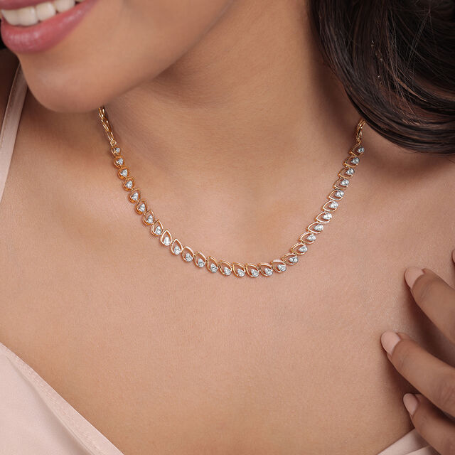 Teardrop Chic 14 Kt Gold and Diamond Necklace,,hi-res image number null