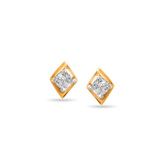 14KT Yellow Gold Dainty Spark Diamond Stud Earrings,,hi-res view 1