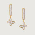 Butterfly Bliss Gold & Diamond Hoop Earrings,,hi-res view 3