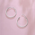 Textured Chic Silver Earrings,,hi-res view 1