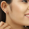 18 KT Geometric Rose Gold Hoop Earrings,,hi-res view 3