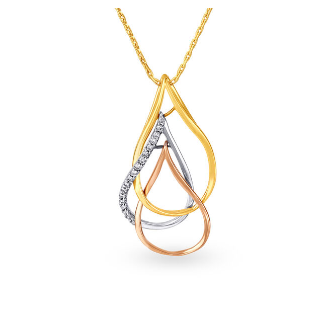 14KT Yellow White And Rose Gold Pendant With Diamond,,hi-res view 1