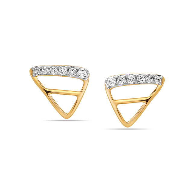 14 KT Shimmery Diamond Stud Earrings,,hi-res view 2
