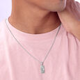 Dual Texture Silver Necklace,,hi-res view 2