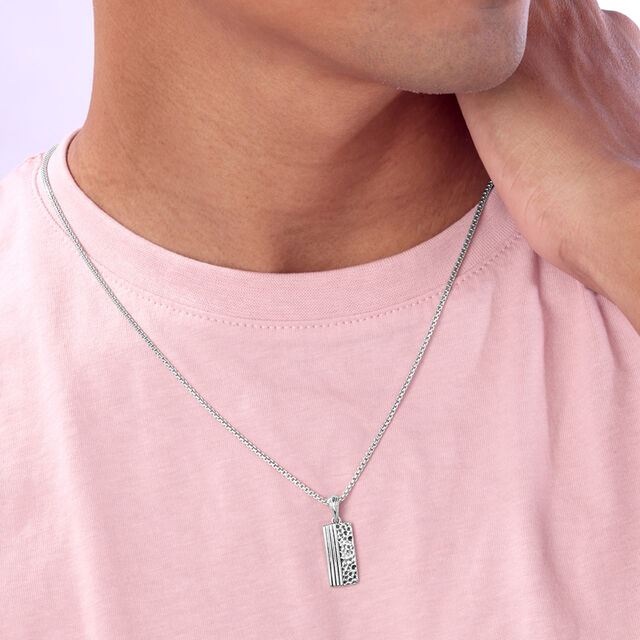Dual Texture Silver Necklace,,hi-res image number null
