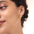 Artistic Swirl 18KT Gold Hoop Earrings,,hi-res view 2