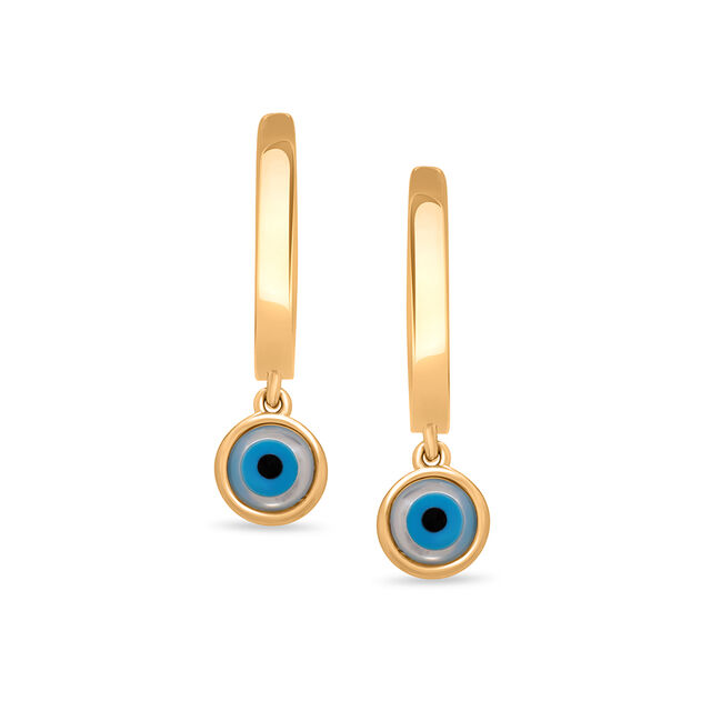 Mamma Mia 14KT Yellow Gold Evil Eye Hoop Earrings,,hi-res image number null