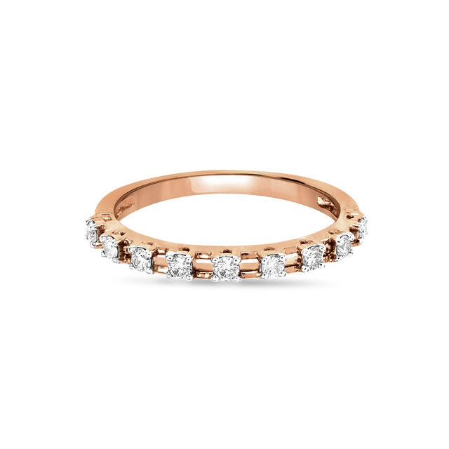 14 KT Rose Gold Half Eternity Diamond Ring,,hi-res view 2