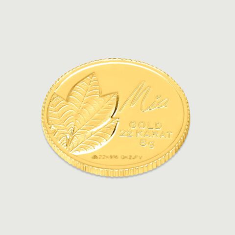 8 GM 22 Karat Sublime Mango Leaf Gold Coin