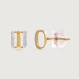 Sleek Dual-Bar Gold & Diamond Stud Earrings,,hi-res view 4