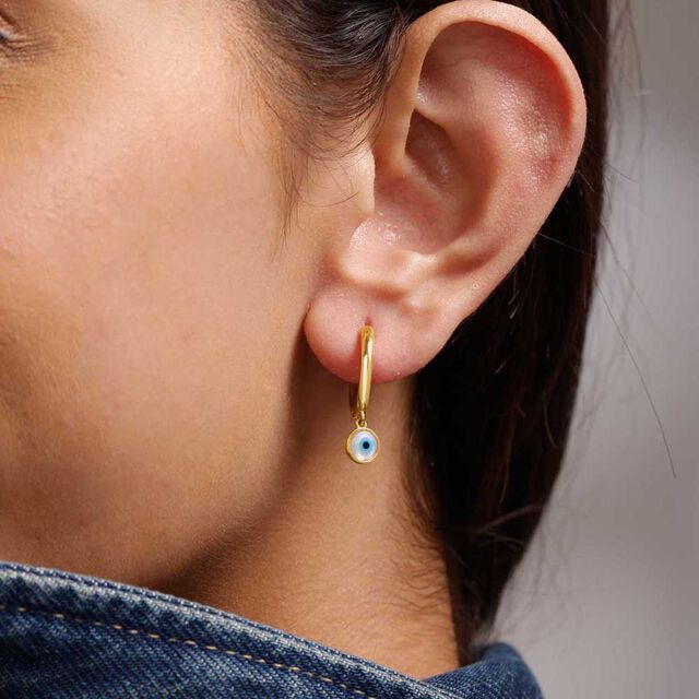Guardian Eye Gold Hoop Earrings,,hi-res image number null