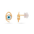 14KT Yellow Gold Blue Evil Eye Stud Earrings,,hi-res view 3