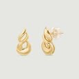 Sleek Fluid Gold Stud Earrings,,hi-res view 4
